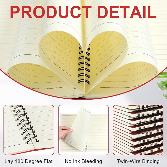 Yahenda 72 Pcs Spiral Notebook Bulk A5 Journal Lined 8.3'' x 5.5'' Writing Composition Paper Small Notepad Subject Notebook for Students Office Business Back to School Supplies (Red)-DeskLoop Office