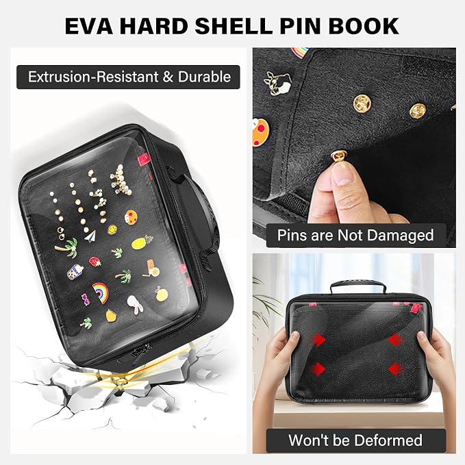 Enamel Pin Display Bag EVA Hard Shell Pin Trading Book, 18 Page Collectible Pin - Image 4