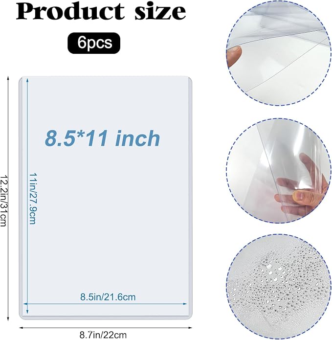 Rainmae 6 Pack 8.5" x 11" Rigid Print Protectors, Paper Sleeves Photo Plastic - Image 2