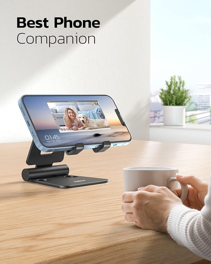 Nulaxy Dual Folding Cell Phone Stand, Fully Adjustable Foldable Desktop Phone - Image 6