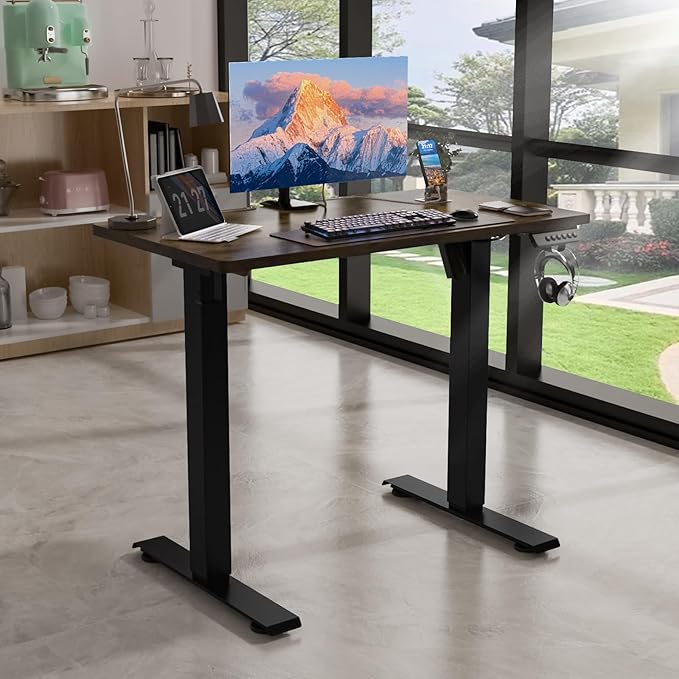 35 * 20 Electric Standing Desk, Adjustable Height Sit Stand Up Desk, Motorized Home Office Computer Gaming Workstation Desk-DeskLoop Office