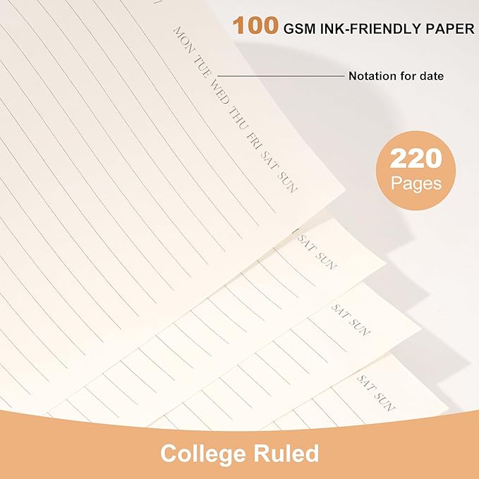 Large Spiral Notebook College Ruled with Tab Stickers A4 Notebooks for School Supplies Hardcover Spiral Notebook 8.5 x 11 Journal Note Book for Work Note Taking Women Men Writing, 220 Pages, Green-DeskLoop Office