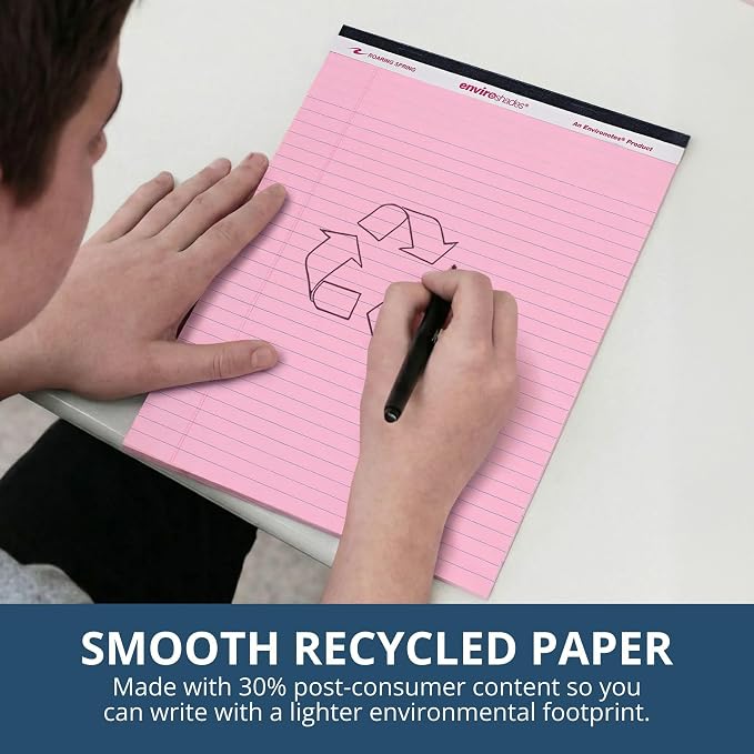 ROARING SPRING Enviroshades Pink Legal Pads, 3 Pack, Legal Ruled Recycled - Image 2