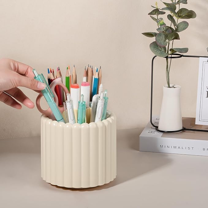 Anyoifax 360° Rotating Pen Holder 7 Slots Desk Organizer Removable Pencil Cup - Image 3