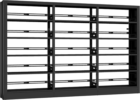 5-Tier Bookcase with Adjustable Storage Shelves, Metal Bookshelf with Book Stopper, Bookcase Shelf for Library, Office, Living Room (Black(1 Column,3 Combination Bookshelves))-DeskLoop Office