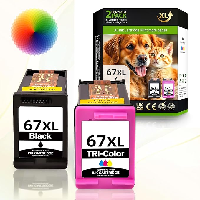 Hp Ink 67 & 67XL HP Printer Ink - Black Color Combo Pack for Hp 67 Ink Cartridges, HP 67XL Ink, DeskJet 2855e 2755e 2700 2700e 2800e 4155e 4255e 2827e 4100e 4227e, Envy 6055e 6000 6400 6455e Printer-DeskLoop Office