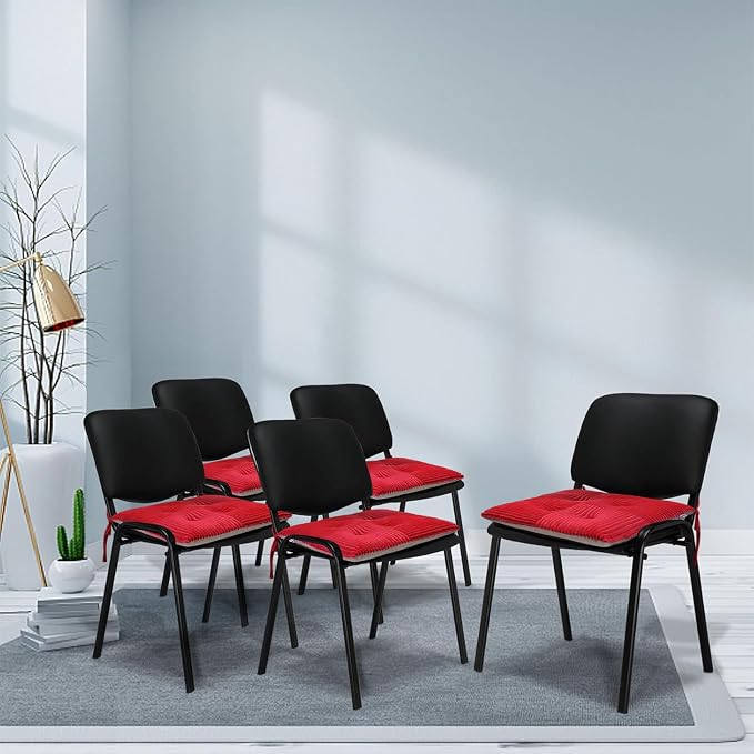 Office Stacking Chair Cushions 4 Pack, Corduroy High Density Foam Kitchen Seat - Image 2