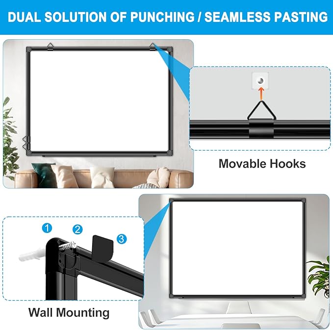 H-Qprobd 48"x36" Magnetic White Board Dry Erase Wall Mount Whiteboard - Office Home Classrooms White Board Hanging Writing Board with Black Aluminum Frame-DeskLoop Office