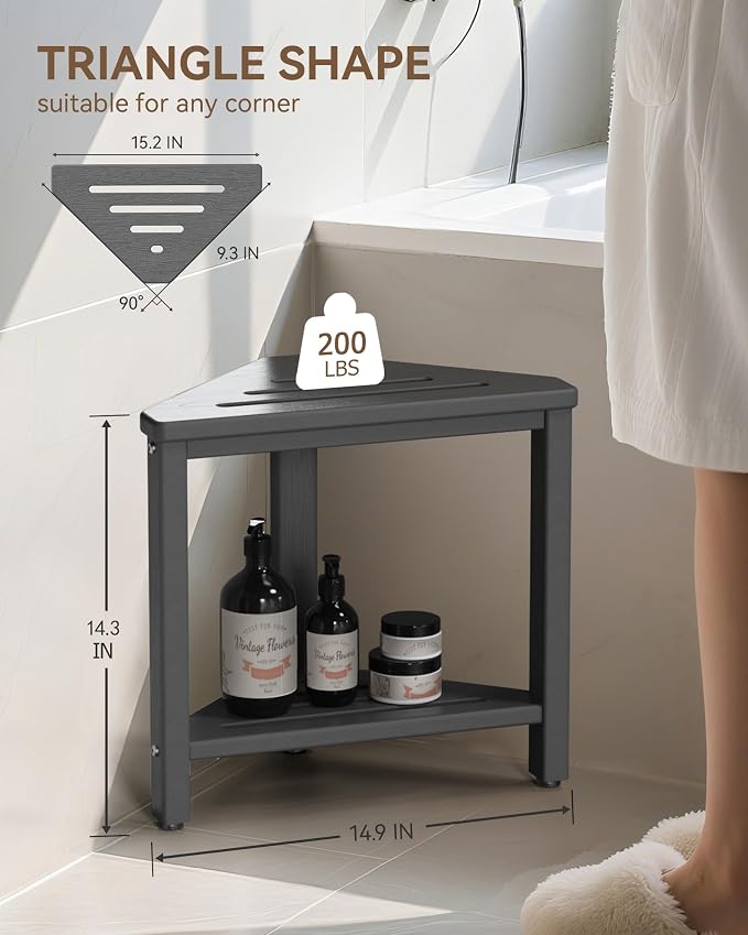 Shower Foot Rest 15in, HDPE Waterproof Shower Stool - Image 2