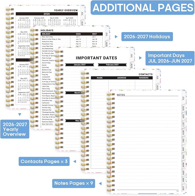 Academic Planner 2026-2027, Weekly and Monthly Calendar Book, July 2026 – June - Image 4