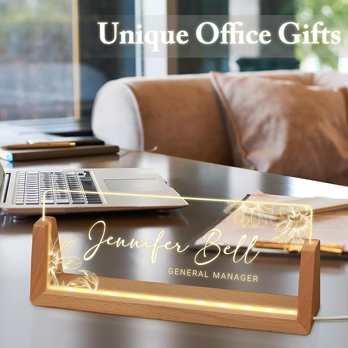 Custom Name Plate for Desk, Personalized Light Up Acrylic Desk Name Plate - Image 7
