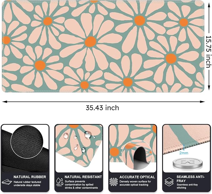iCasso Desk Mat, XXL Large Mouse Pad, Anti-Slip Big Mousepad - Image 2