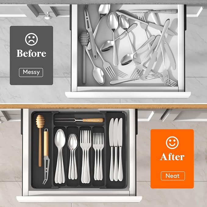 Lifewit Silverware Organizer for Drawer, Expandable Utensil Tray, BPA-Free - Image 6