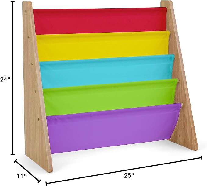 Humble Crew 4-Tier Kids Bookshelf, Natural Wood/Rainbow - Image 7