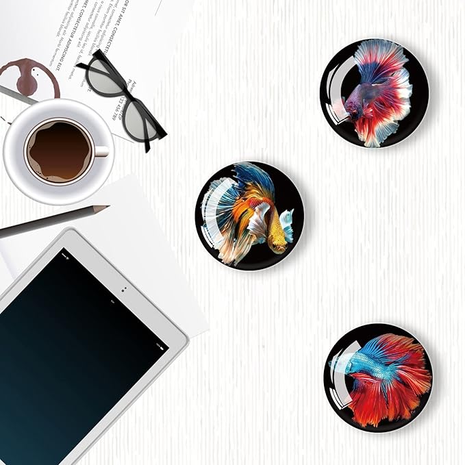12Pcs Glass Strong Magnetic Refrigerator Magnet Fridge Sticker,Fish Fridge Magnets Decoration for Crafts,Strong Fridge Magnets for Kitchen, School,Office Whiteboard, Cabinet and Dishwasher-DeskLoop Office