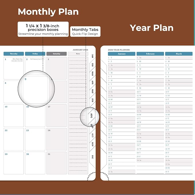 IN-LUXPRO Planner 2026 Daily Weekly and Monthly, 11.5"x8.5", 12 Months Spiral - Image 4