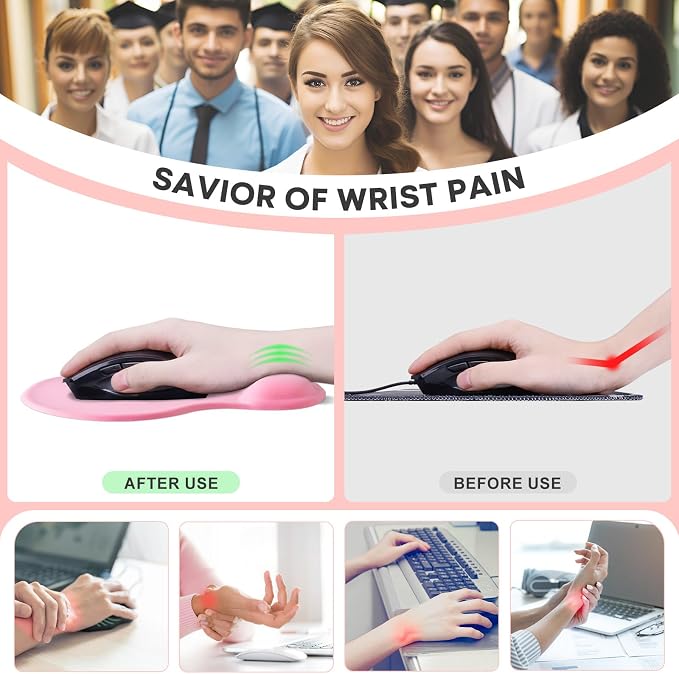 JIKIOU Mouse Pad, 2 Pack Ergonomic Mouse Pads - Image 4