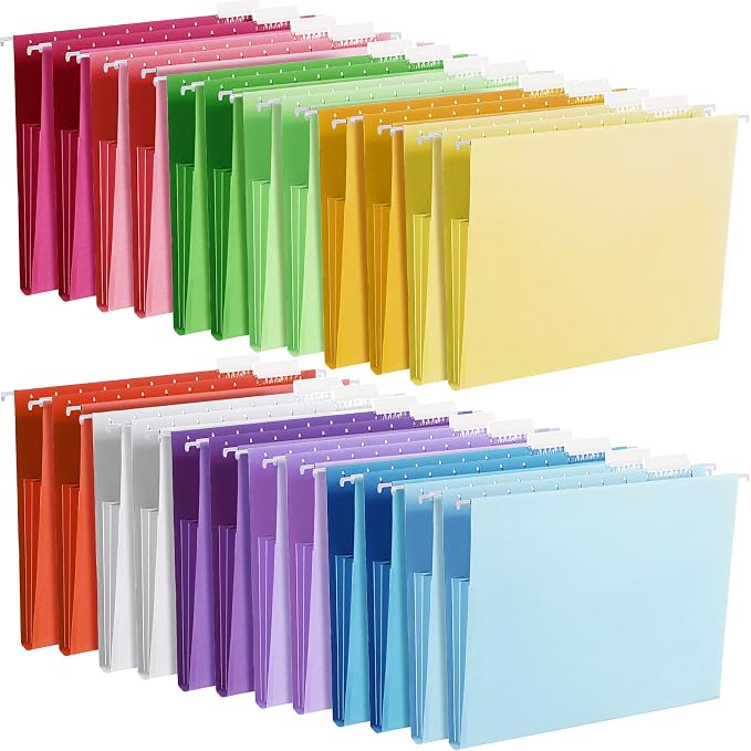 Yaomiao 24 Pack Hanging File Folders 3 Pleats Letter Size File Cabinet Folders by Yaomiao