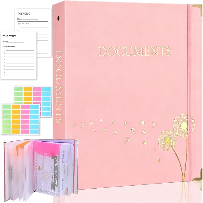 XKDOUS Aesthetic Document Organizer 3 Ring Emergency Binder Linen Folio Folders by XKDOUS