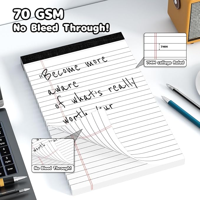 6 pcs Note Pads Legal Pads 5x8, Notebook College Ruled, 6 Pack Micro Perforated - Image 3