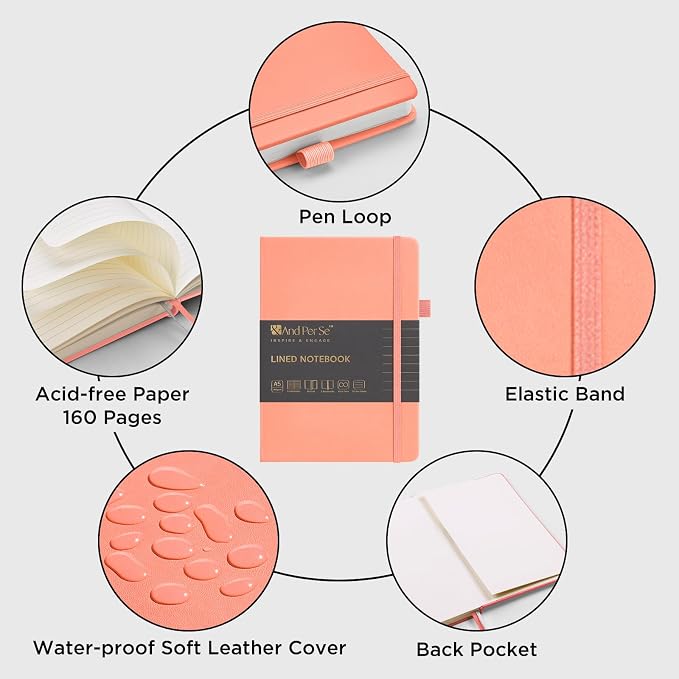 &And Per Se Lined Journal Notebook, 160 Pages, A5 5.7 x 8 inches College Ruled - Image 5