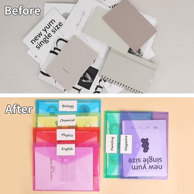 EOOUT 12pcs Plastic Envelopes Poly Envelopes, Hook & Loop Closure File Folders - Image 5