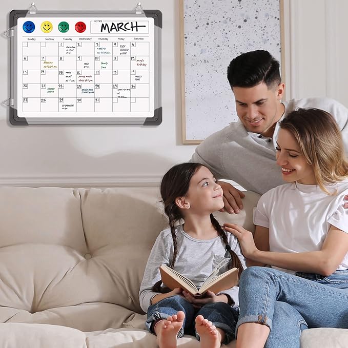 Dry Erase Calendar Whiteboard for Wall, Polegas 16" X 12" Magnetic White Board Board, Small Wall Monthly Double Sided Boards Student, Home, Office (White)-DeskLoop Office