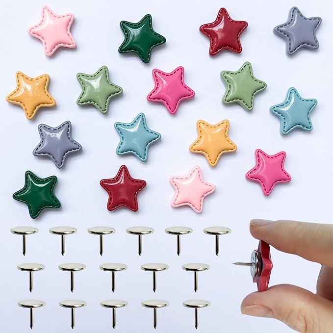 Star Magnetic Push Pins, 16 Thumb Tacks by KEYDUACU