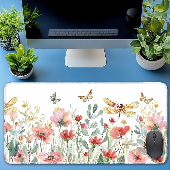 Keyboard Mat, Large Mouse Pad, Watercolor Flower - Image 6