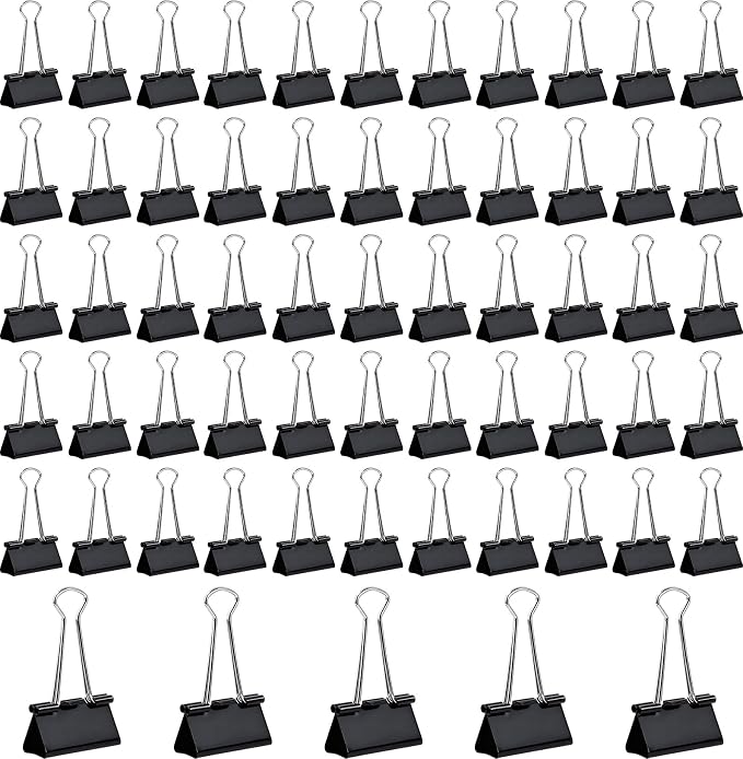 60 PCS Large Binder Clips – 2Inch 51mm Big Black Metal Paper Clamps, Extra by Unknown