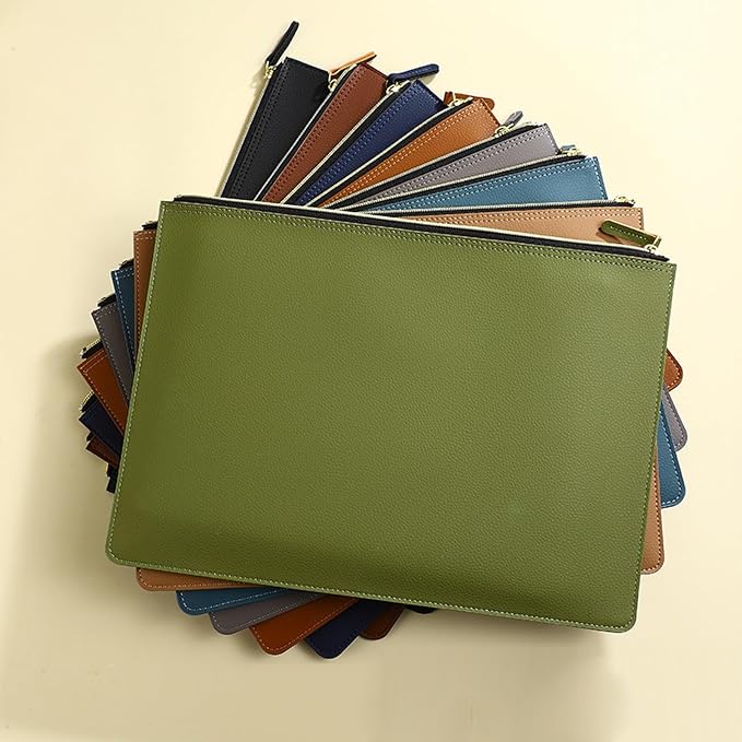 PU Leather A4 File Folder Zipper Document Holder Envelope Folder Case - Image 8