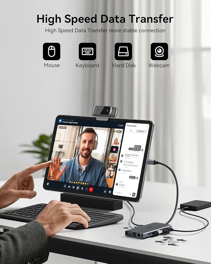 USB C Docking Station Dual Monitor 15 in 1 Laptop Docking Station Triple Display for Dell HP Lenovo Thinkpad Surface, USB C Hub Multiple Adapter Dongle with 4K HDMI+VGA+USB Port+Button+PD+Ethernet-DeskLoop Office