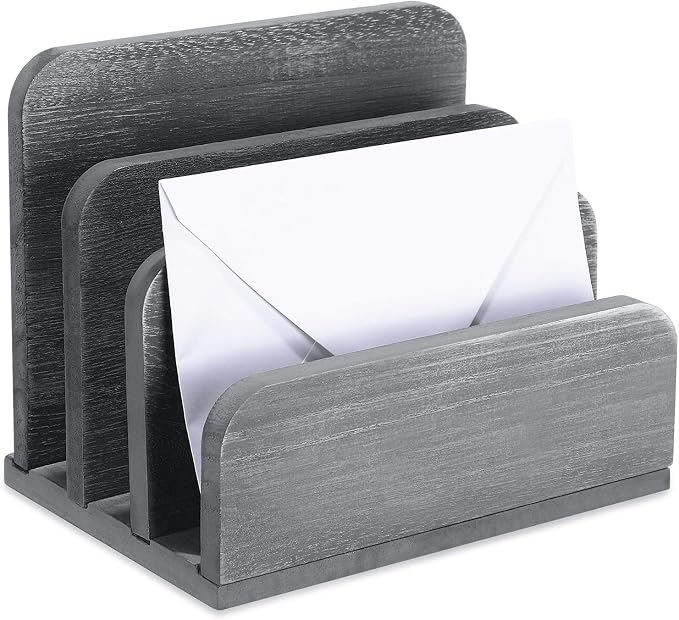 Briwooody Wooden Mail Organizer 3 Slots Mail Holder by Briwooody