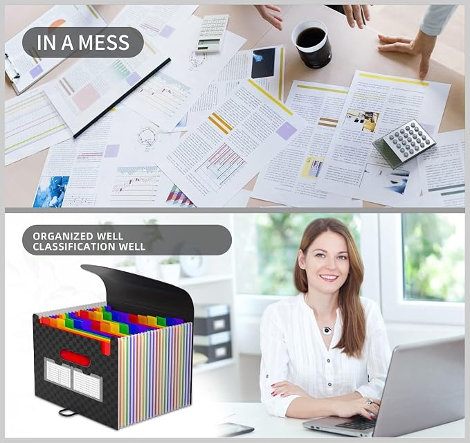 25 Pockets Accordion File Organizer Expanding File Folders, Expandable Document - Image 6