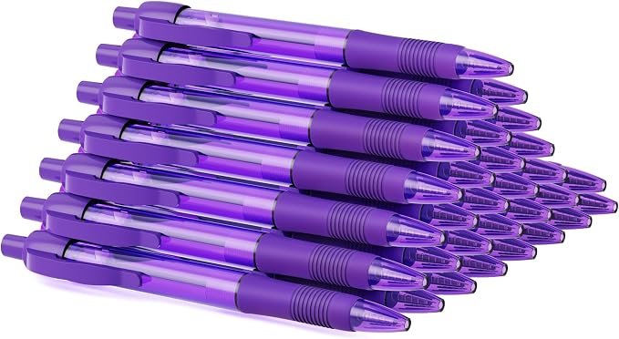 deegtran Pens Bulk, 30 Pack No Bleed Purple Ink Click Pens by DEEGTRANPENS