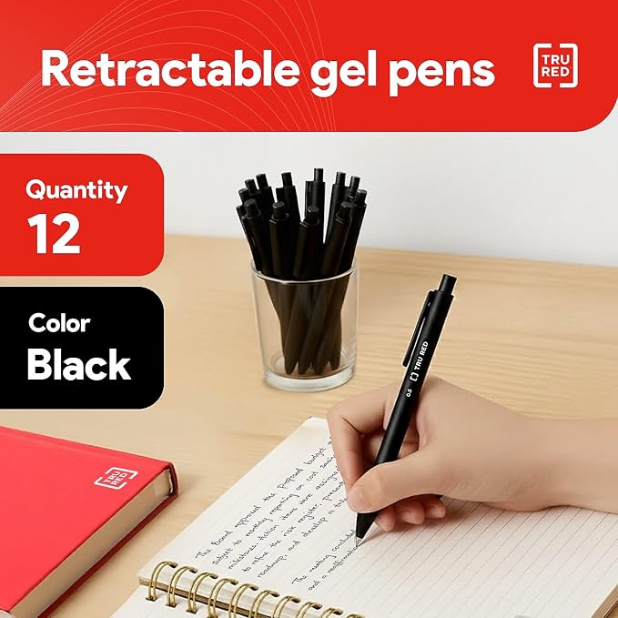 TRU RED Retractable Gel Pens, Fine Point 0.5mm, 12 Pack – Quick‑Dry Pens - Image 2