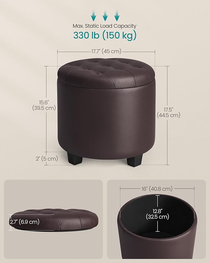 SONGMICS Round Ottoman, Ottoman - Image 3