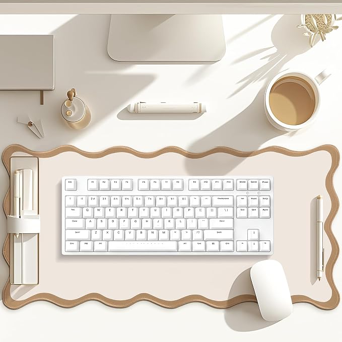 Hahafelt Scalloped Desk Mat Large Desk Pad Cute Coquette Table Mat Back to - Image 6