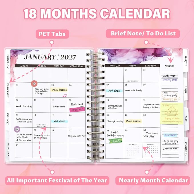 Planner 2026-2027, Large 18 Months Academic Daily Weekly Monthly Planner Yearly - Image 4