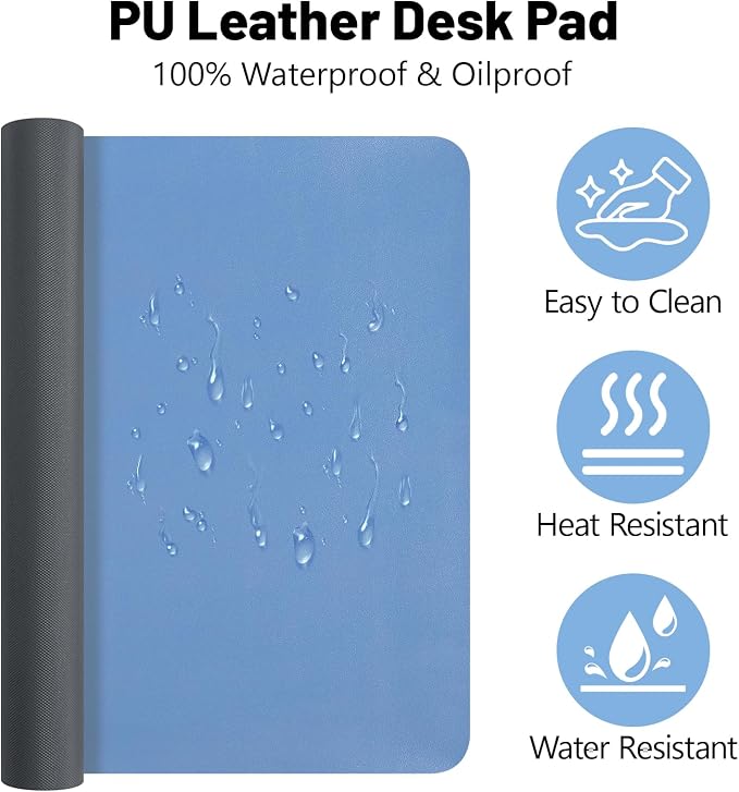 Desk Pad Mat, Leather Desk Mat for Desktop, Waterproof Keyboard Mats for - Image 2