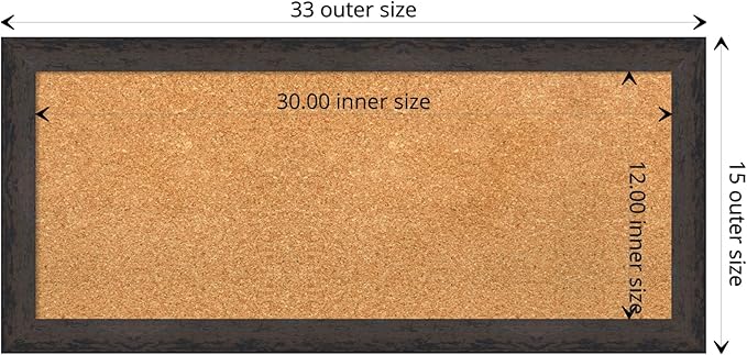 Amanti Art Natural Cork Board for Wall, 15x33 Vision Board with Black Wood Frame, Medium Corkboard Office Decor for Home Organization, Modern Contemporary Corkboard Pinboard to display items for home-DeskLoop Office