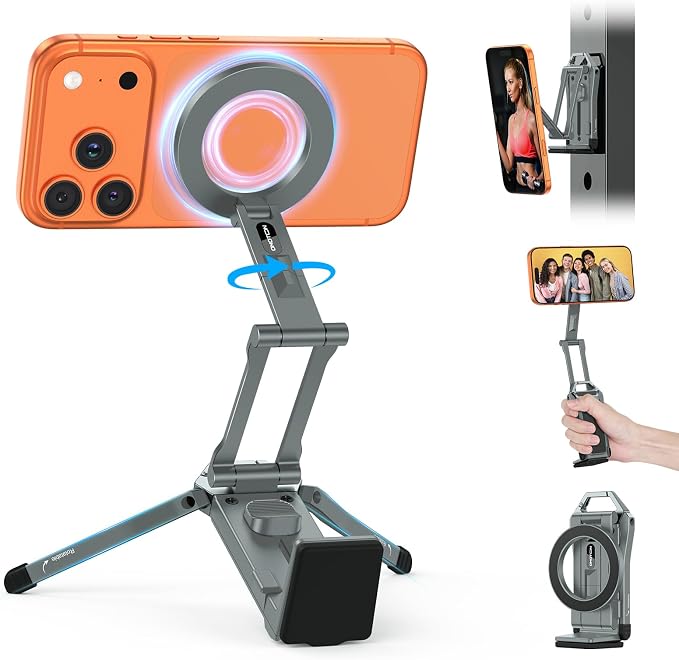 OMOTON TP02 360°Rotating for MagSafe Tripod Mount, Adjustable Aluminum Magnetic by OMOTON