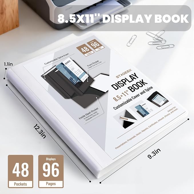 STAGEEK 48-Pocket Portfolio Binder Display 96 Pages, 8.5x11 Binder - Image 2