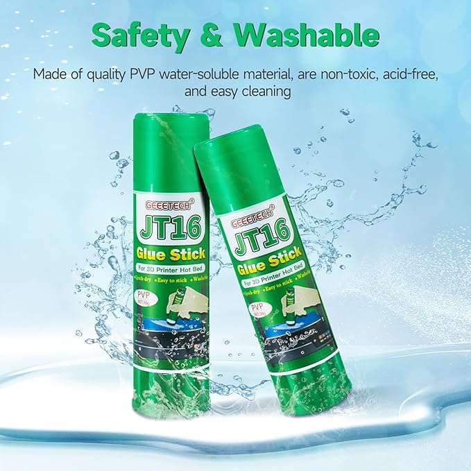 3D Printer Glue Sticks, 36 Grams Each PVP Solid Glue Sticks for Hot Bed Plate, Washable, Non-Toxic, Reduce Warping for PLA, ABS, PETG, HIPS, TPU Filament on PEI, Glass, Aluminum, Buildtak Board, 3Pcs-DeskLoop Office