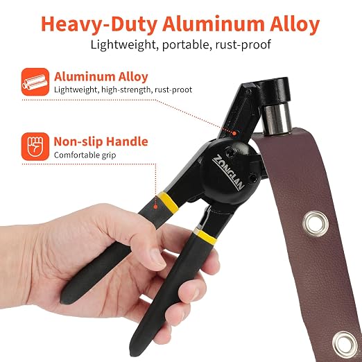 Grommet Tool Kit, 3/8 Inch Handheld Eyelet Kit Hole Punch Grommet Eyelet Press - Image 4