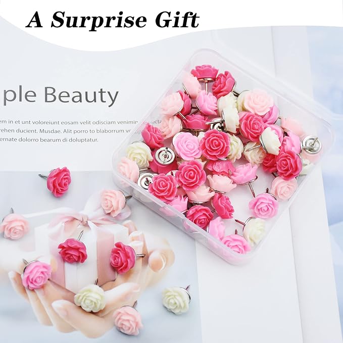 YOUDEFUL 60Pcs Decorative Pushpins, Cork Board Tacks, Bulletin Board Tacks - Image 4