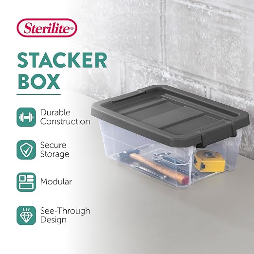 Sterilite 18-Pack Modular Stacker Box, Durable Clear Plastic Storage Bins - Image 2