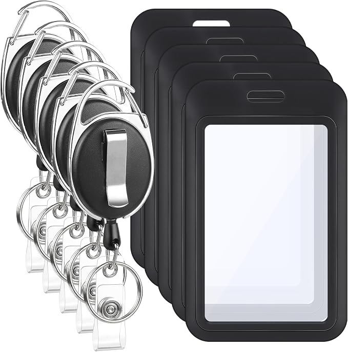 5 Pack Badge Holder Retractable Clip Heavy Duty Reels by BESARME