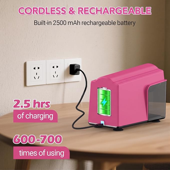 AFMAT Electric Pencil Sharpener Heavy Duty, 6 Holes, Cordless & Rechargeable - Image 6