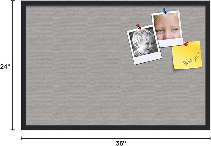 PinPix 36x24 Inch Cork Bulletin Board. This Decorative Framed Pin Board Comes with Dark Stone Design and a Satin Black Frame. Ideal for Home Office Decor or Message Board (PinPix-1808)-DeskLoop Office